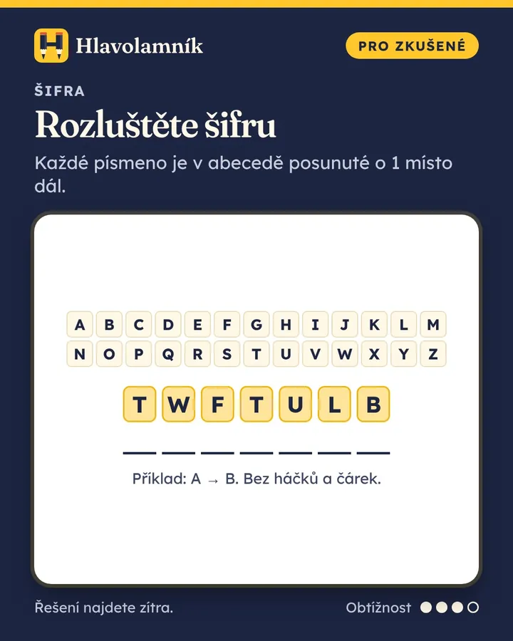 Zašifrované slovo: T W F T U L B.